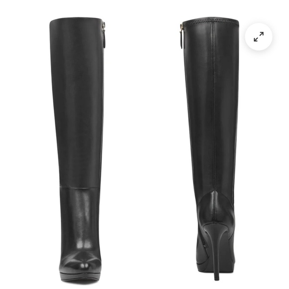 Nine West Quizme Black Leather Heeled Boots NWT - Picture 5 of 6